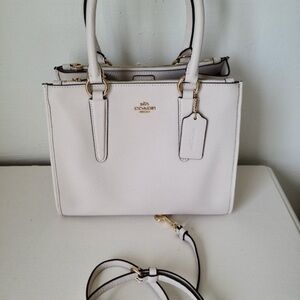 Coach Cream Satchel with Silver Hardware